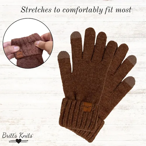 Vista 3 de Britt's Knits Guantes cálidos de punto de puño completo para mujer, talla única