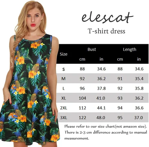 Vista 5 de Vestidos de verano para mujer, vestido tipo camiseta con estampado floral y de playa para mujer, vestido sin mangas, holgado, casual y con bolsillos