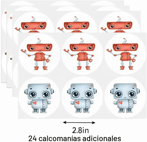 Vista 3 de BonBeeDesign 24 bolsas de dulces con calcomanías para fiestas de robots, bolsas de regalo de robot, suministros para fiestas de cumpleaños