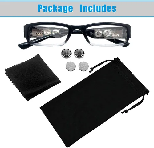 Vista 5 de Gafas de lectura con lupa de luz con lupa LED luz gafas de lectura nocturna marco gafas+1.5