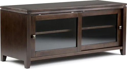 Vista 11 de Soporte Cosmopolitan de SIMPLIHOME de madera maciza negra de 48 pulgadas para televisores de hasta 50 pulgadas de ancho