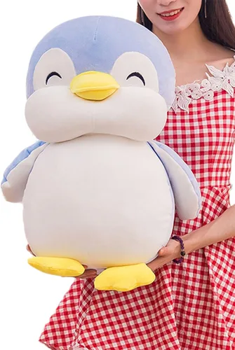 Vista 11 de Almohada de peluche de pingüino de peluche de 12 pulgadas con cara sonriente, juguete de peluche de pingüino para niños y amantes Negro