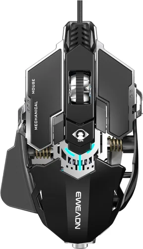 Vista 12 de EWEADN G5 - Mouse para juegos con cable, mouse ergonómico para computadora RGB, 12800 DPI ajustables, 9 botones macro programables con llave
