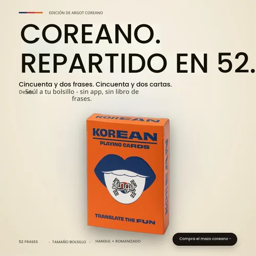 Vista 5 de Lingo Cartas coreanas Tarjetas de aprendizaje de idiomas y cultura para adultos 52 frases con pronunciación Regalo divertido para familias
