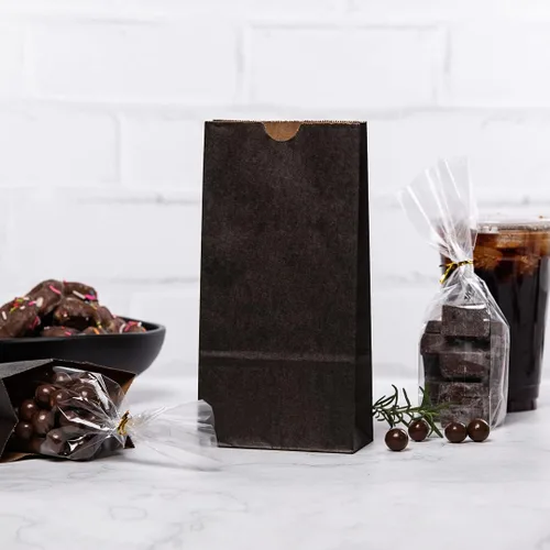 Vista 3 de Restaurantware Bag Tek - Bolsas de papel de 2 libras, 100 bolsas de almuerzo desechables, pequeñas para almuerzos, sándwiches y aperitivos, bolsas