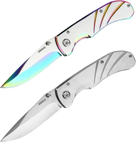 Vista 11 de Dispatch Iris Navaja de bolsillo plateada de 3.9 pulgadas para hombres, cuchillo plegable EDC para camping, supervivencia, senderismo al aire