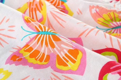 Vista 6 de Conjunto de ropa de verano para niña, 100% algodón, camisa y pantalones cortos, con apliques de dibujos animados 7#Butterfly