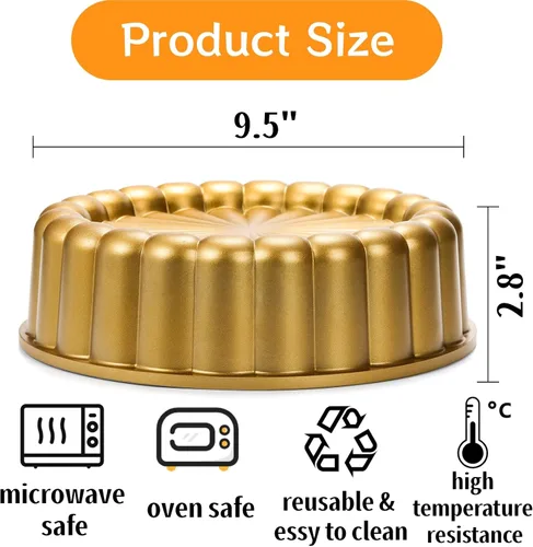 Vista 2 de Goaste Charlotte Cake Pan de 9.5 pulgadas, molde acanalado reutilizable, aluminio antiadherente con forma de flor para queso, chocolate, tarta