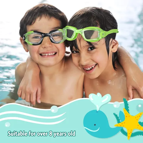 Vista 3 de Paquete de 6 gafas de natación antivaho con marco de silicona suave sin fugas, gafas de natación anti UV con 6 clips para la nariz, 6 tapones