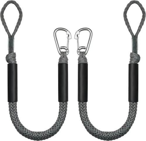 Vista 7 de Cuerda de amarre elástica de 3 pies para línea de acoplamiento con clip de acero inoxidable, accesorios para barcos, 2 unidades (verde, 3 pies)