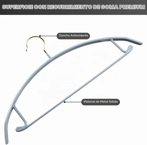 Vista 8 de MOPALL - Perchas de ropa antideslizantes con revestimiento de goma de metal, paquete de 20, color gris