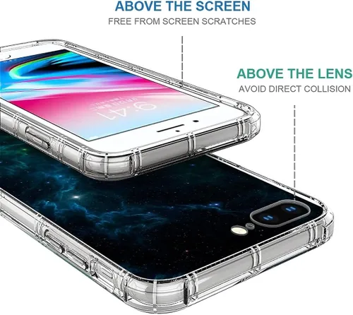 Vista 4 de CARLOCA Funda compatible con iPhone 7 Plus para niña, transparente con increíble diseño de nebulosa espacial, diseño de plástico a prueba de golpes