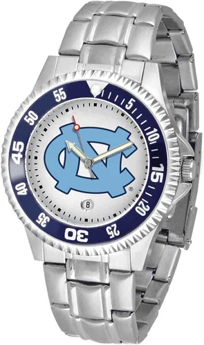 Vista 52 de SunTime Reloj de cuarzo de 1.575 in para hombre, correa de acero inoxidable de 0.787 in, esfera Gameday