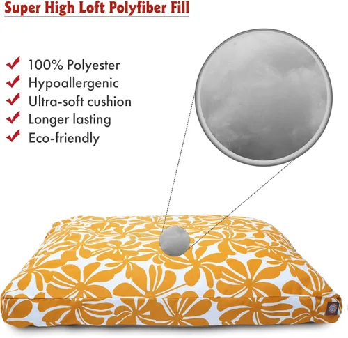Vista 2 de Majestic Pet Products - Cama rectangular grande para perros y mascotas, para interiores y exteriores, con funda extraíble y lavable Amarillo