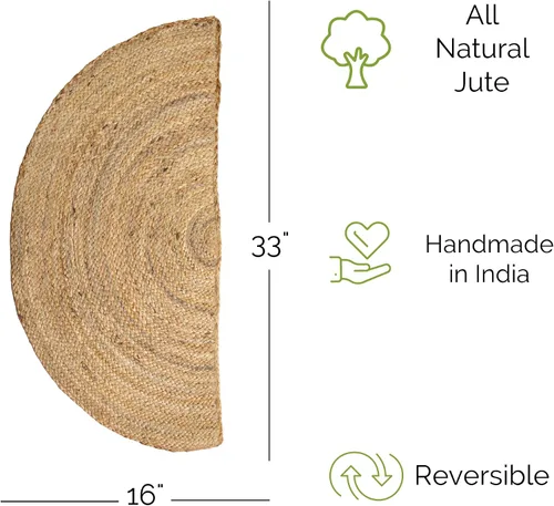 Vista 2 de Super Area Rugs Alfombra de yute – Alfombra reversible de fibra natural – Revestimiento ecológico para suelo de cocina – Puerta tejida a mano
