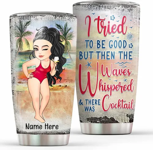 Vista 9 de Vaso personalizado con texto en inglés "Some Girls Are Just Born With The Beach", regalo para mejores amigas, hermanas, mejores amigas de una mujer