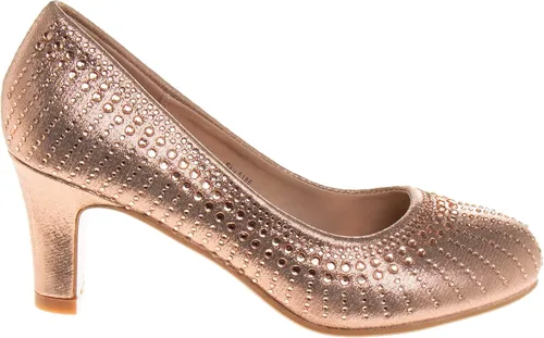 Vista 2 de Badgley Mischka Zapatos de vestir para niñas Zapatos de tacón alto para niños con punta cerrada (niño pequeño-niño grande) (negro, plata, oro rosa)