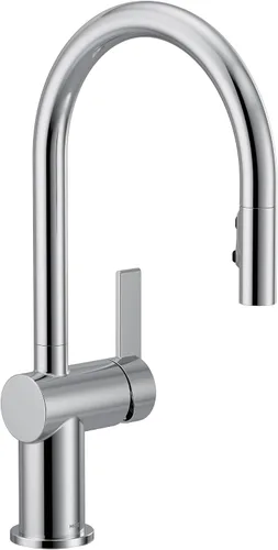 Vista 22 de Moen Cia Grifo de barra moderno color oro cepillado con aumento de potencia y acentos opcionales en negro mate, instalación fácil de un solo mango