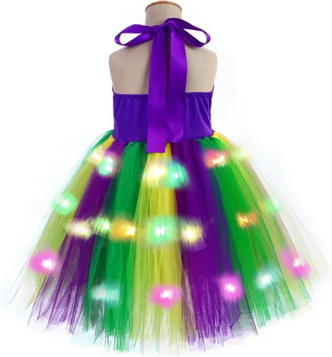 Vista 3 de Tutu Dreams Vestido de disfraz de Mardi Gras para niñas con diadema, carnaval, fiesta de máscaras