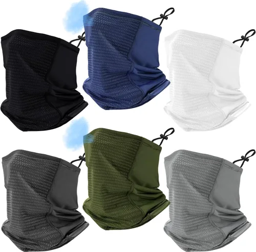 Vista 8 de Geyoga Adjustable Cooling Neck Gaiters for Men Turkey Hunting Breathable Summer UV Protection Face Mask with Mesh Holes Strap