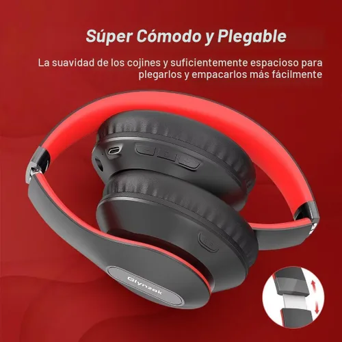 Vista 5 de Auriculares inalámbricos Bluetooth sobre la oreja con tiempo de reproducción de 65H, auriculares estéreo HiFi con micrófono y modos 6EQ, auriculares