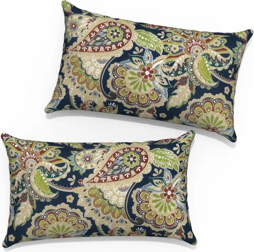 Vista 29 de Juego de 2 fundas cuadradas de 16 x 16 pulgadas para cojín de exteriores, fundas decorativas modernas para cojín de respaldo para muebles de patio