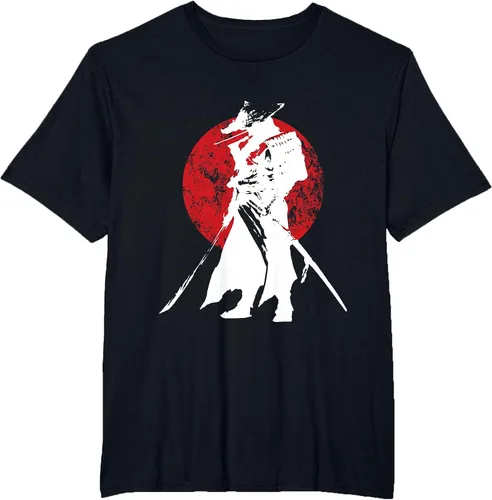 Vista 4 de Vintage Japanese Samurai Retro Bushido Warrior Japan Sword T-Shirt Asphalt Grey