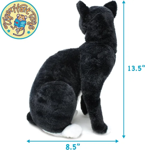 Vista 5 de TigerHart Tate The Tuxedo Cat - Gatito de peluche de 14 pulgadas en blanco y negro