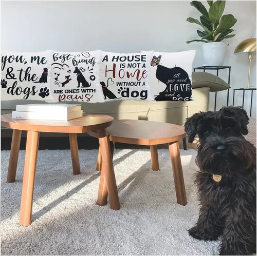 Vista 6 de Fundas de almohada para perro, fundas de almohada para mascotas, funda de almohada de algodón y lino para sofá, cama, 18 x 18 pulgadas, juego de 4