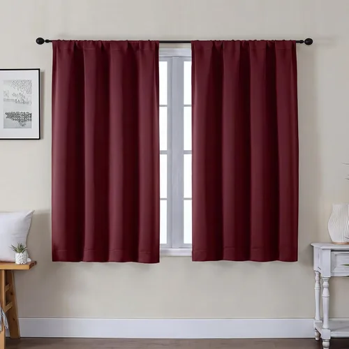 Vista 194 de Gwine Aqua Short Curtains 36 Inches Long - Small Half Window Kitchen Curtains Over Sink, Solid Blackout Curtain for Bathroom Basement Cabinet RV, 2