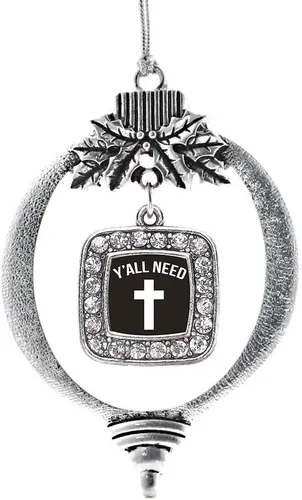 Vista 129 de Inspired Silver - Bon Voyage Cruise Ship Charm Ornamento – Adornos navideños cuadrados de plata con joyas de circonita cúbica