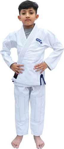 Vista 2 de G4 VISION BJJ Kids Jiu Jitsu Gi, uniforme brasileño de Jiu Jitsu para niños, cinturón blanco ligero