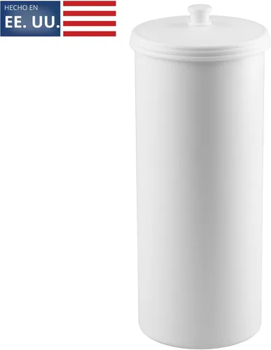 Vista 2 de iDesign Soporte Independiente para Almacenamiento de Papel Higiénico de Baño con Tapa para 3 Rollos Extra, Blanco Con tapa, para 3 rollos