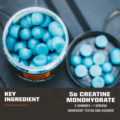 Vista 7 de MTN OPS Gomitas de creatina, monohidrato de creatina 0.18 oz, Blue Razz, 100