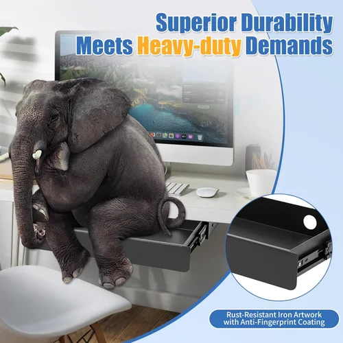 Vista 4 de KHAMAL Cajón Deslizante para Debajo del Escritorio Grande - Cajón para Debajo de la Mesa 17.32" x 9.25", Organizador de Almacenamiento Extraíble