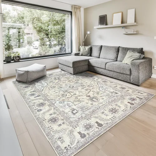 Vista 142 de GLN Rugs Traditional Collection - Alfombra de felpilla lavable a máquina, tradicional lavable, antideslizante, alfombra de felpilla de pelo corto