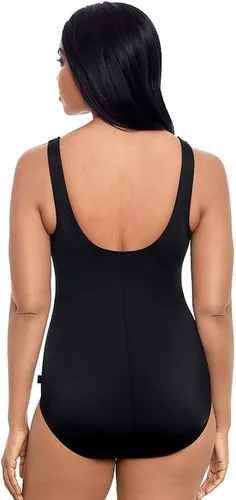 Vista 3 de Reebok Traje de baño de una pieza con cuello alto para mujer plateado
