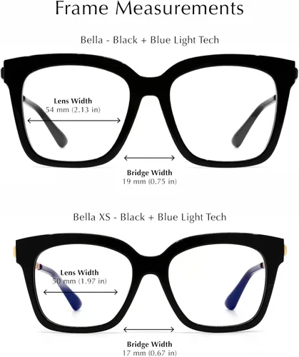 Vista 5 de DIFF Gafas Bella XS EXTRA SMALL FRAMES Designer Square Computer Blue Light Block Gafas para mujer con cara pequeña estrecha