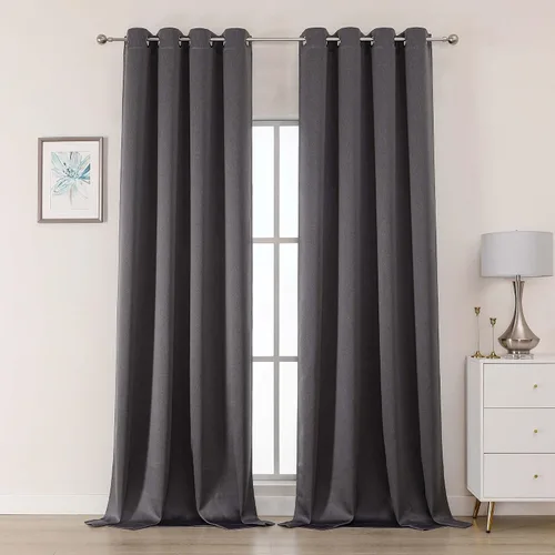 Vista 48 de OWENIE Cortinas 100% opacas de 63 pulgadas de largo, 2 paneles para dormitorio, sala de estar, cortinas superiores con ojales con aislamiento Negro