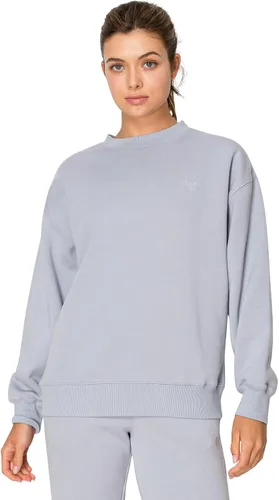 Vista 5 de Cali1850 Sudadera Cloud Nine Fleece Crew para mujer, ajuste relajado, cuello acanalado, puños y dobladillo