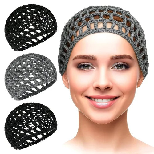 Vista 17 de KETAR 4 redes para el cabello para dormir, 5.5 x 7, gorra de malla viscosa Red para el cabello para prensa de seda; suave y cómoda para un uso