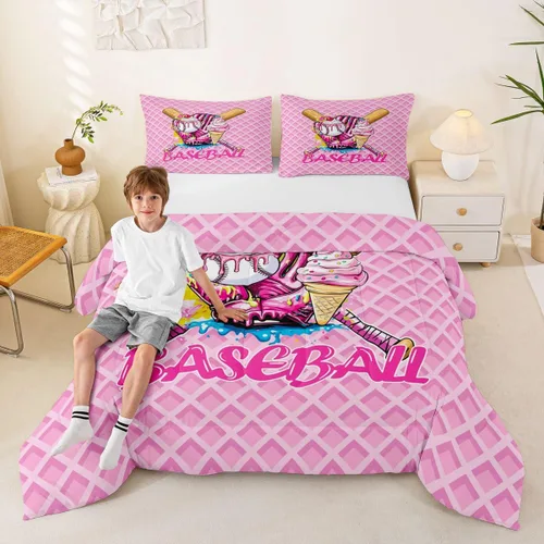 Vista 25 de Homewish Juego de edredón de juegos deportivos de pelota, tamaño twin, juego de ropa de cama de béisbol y baloncesto, 2 piezas para niños