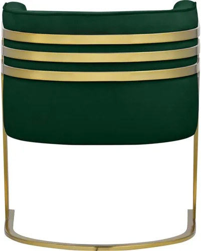 Vista 4 de Meridian Furniture 533Green Rays Collection - Silla decorativa tapizada de terciopelo con acabado de metal dorado cepillado, verde, 27 pulgadas