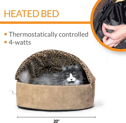 Vista 2 de K&H Pet Products Thermo-Kitty Bed Deluxe - Cama Calefactada de Lujo para Gatos Grandes - Cama Calefactada para Mascotas de Interior para Perros