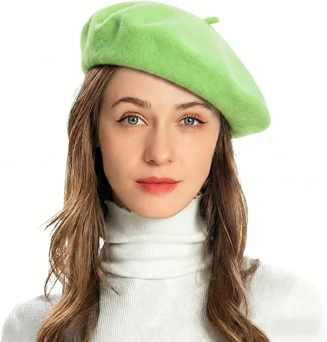 Vista 27 de ZLYC Boina Francesa de Lana Sombrero Color Sólido Gorra Boina para Mujeres y Niñas Amarillo básico