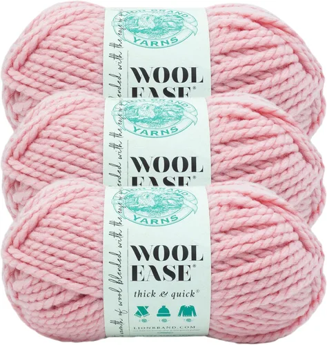 Vista 184 de Lion Brand Yarn - Ovillo de lana Wool-Ease Thick & Quick color fuerza aérea Super Bulky Wool Acrylic Blend Fiber for Soft Hats, Sweaters, Chunky