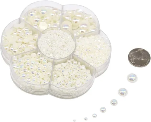 Vista 2 de Tegg Half Pearl - 2800 cuentas sueltas redondas de 7 tamaños para manualidades de bricolaje