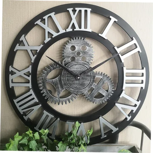 Vista 4 de DECHOUS Reloj de pared de engranajes industriales, gran reloj de pared moderno y creativo, decoración retro chic