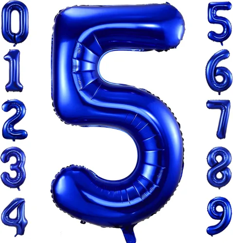 Vista 24 de Globos de número 0 azul marino, 40 pulgadas, globos de cumpleaños grandes de papel aluminio brillante azul oscuro, globos digitales de número