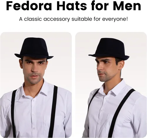 Vista 3 de Sombrero clásico de Manhattan estructurado Trilby Fedora para hombre para mujer